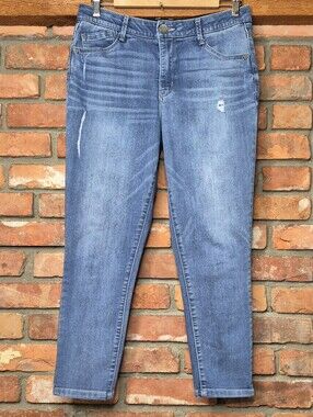 Democracy Absolution Crop Skinny Jeans Size 8 Stretch Denim Mid Rise Blue Wash